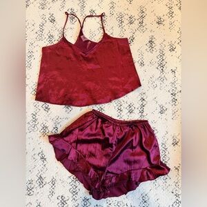 Lulu's Rich Burgundy Satin Set